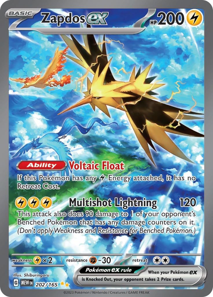 Pokemon Zapdos ex - 202/165 - SV: Scarlet & Violet 151 (MEW)