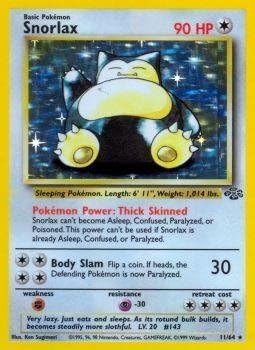 Pokémon Trading Card - Snorlax - 11/64 - Holo Rare - Unlimited Edition - Jungle